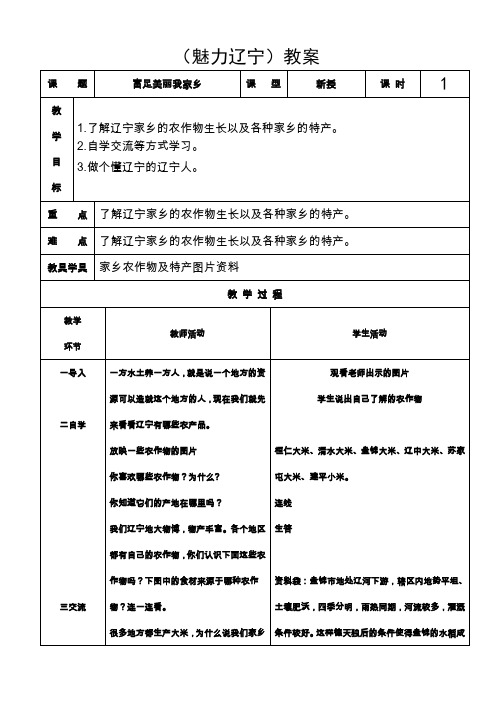 四年级上(魅力辽宁)教案2