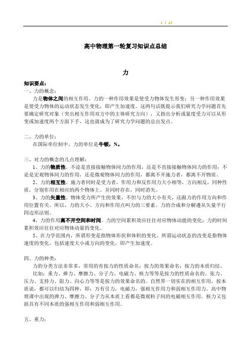 高中物理第一轮复习知识点总结[1]