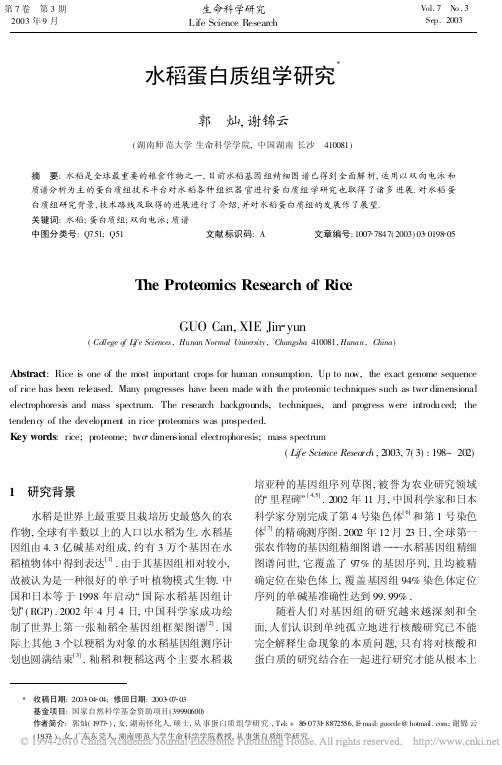 水稻蛋白质组学研究