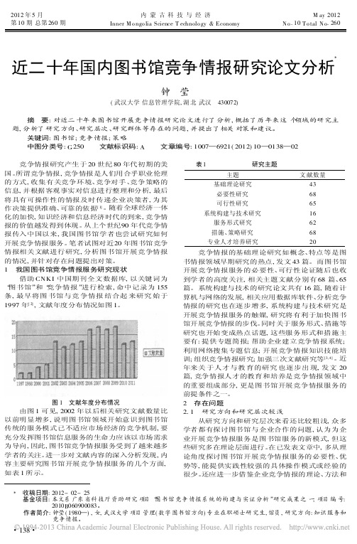 近二十年国内图书馆竞争情报研究论文分析