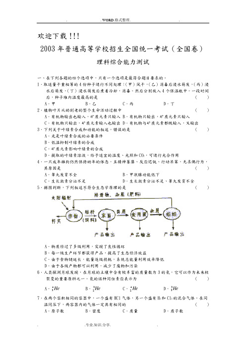 2003年高考试题__理综[全国卷]