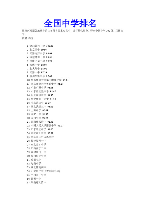 全国中学排名