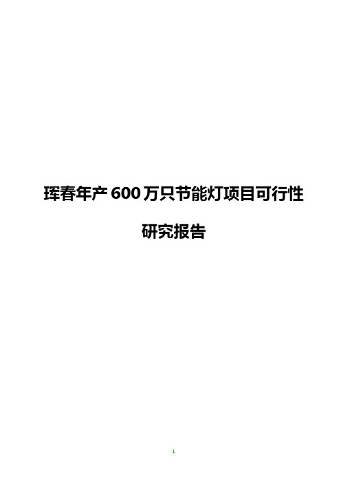 【精选审批稿】珲春年产600万只节能灯项目可行性研究报告