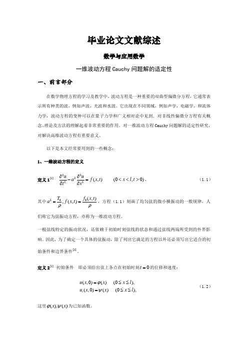 一维波动方程Cauchy问题解的适定性【文献综述】