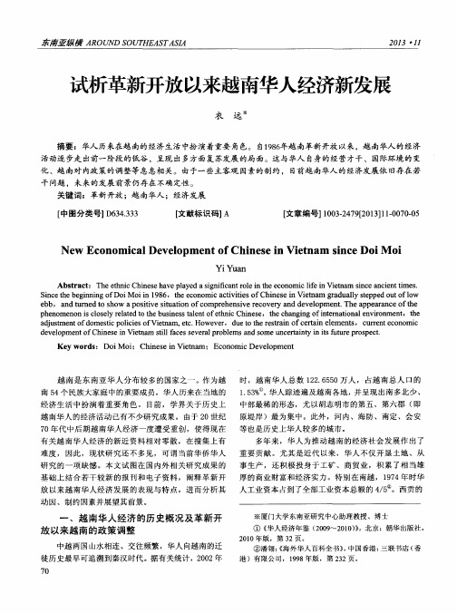 试析革新开放以来越南华人经济新发展