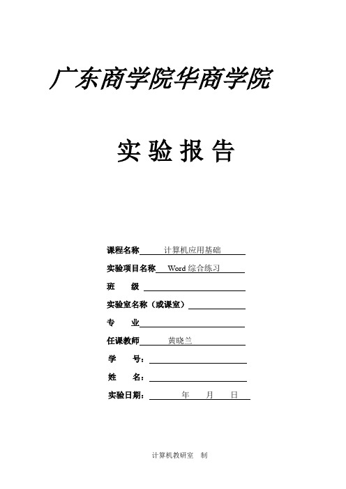 WORD实验报告模板