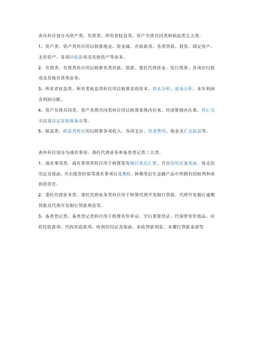 表内科目与表外科目