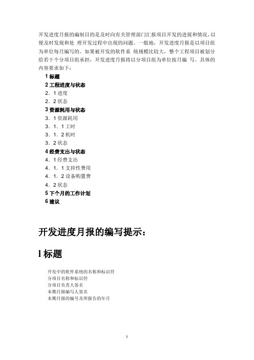 开发进度月报
