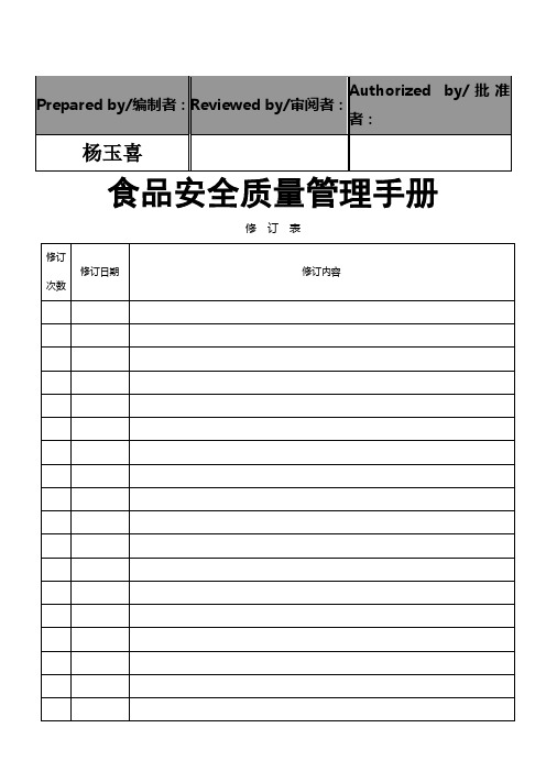 食品安全质量管理手册