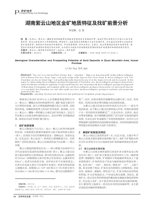 湖南紫云山地区金矿地质特征及找矿前景分析