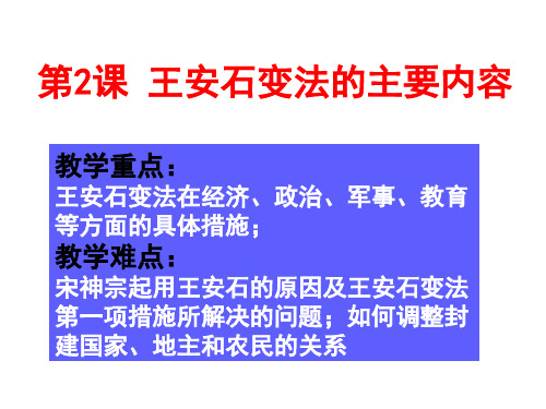 高中历史选修1《x王安石变法 王安石变法的主要内容》1741人教PPT课件