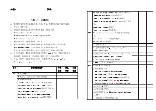 自查表 Unit 4-Unit 6