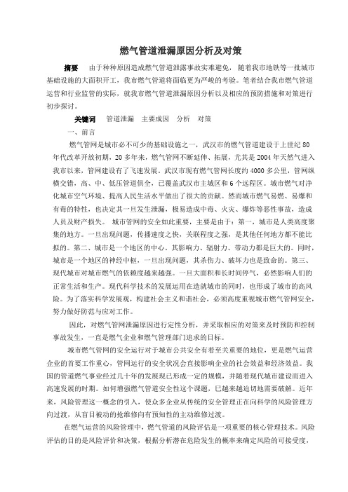 燃气管道泄漏原因分析及对策教材