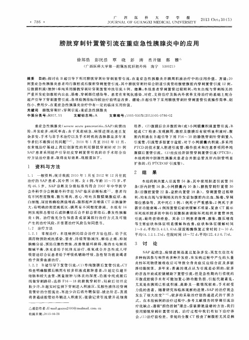膀胱穿刺针置管引流在重症急性胰腺炎中的应用