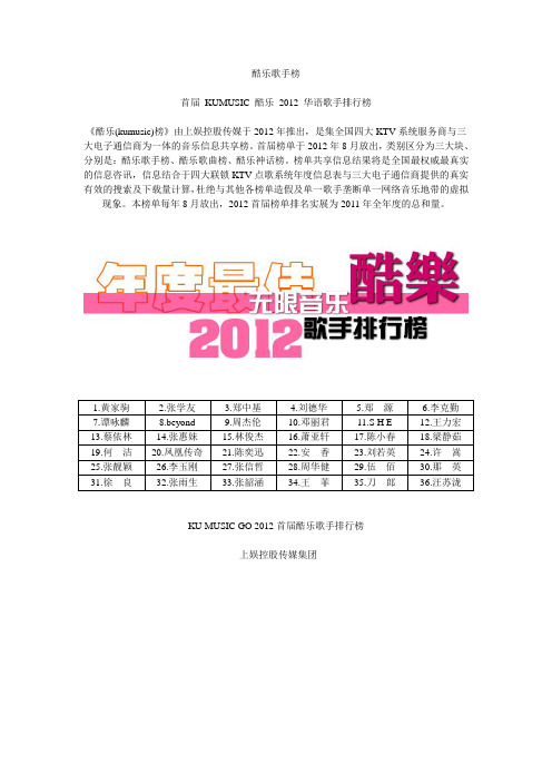 酷乐歌手榜