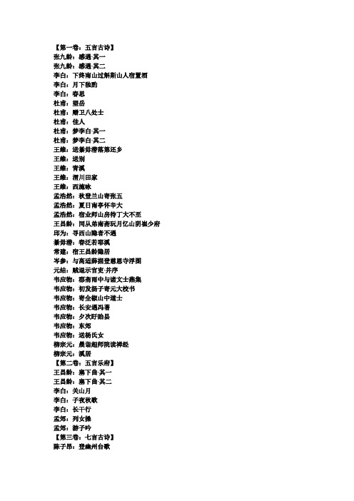 唐诗三百首名录