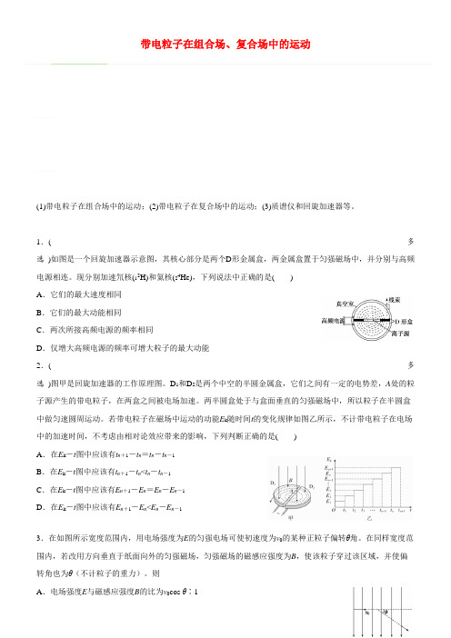 2020届高考物理二轮复习疯狂专练16带电粒子在组合场复合场中的运动含解析