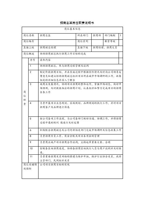 招商总监岗位职责说明书