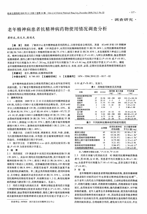 老年精神病患者抗精神病药物使用情况调查分析