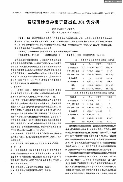 宫腔镜诊断异常子宫出血301例分析