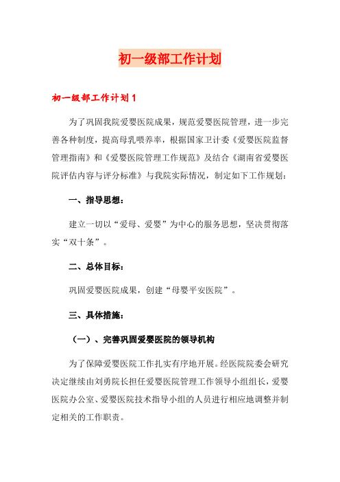 初一级部工作计划