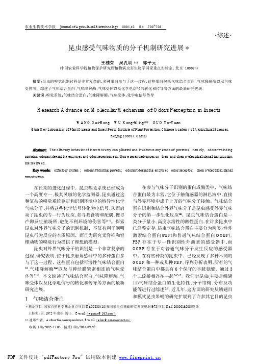 昆虫感受气味物质的分子机制研究进展