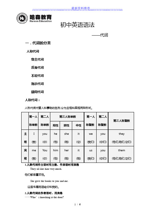 初中英语语法-代词