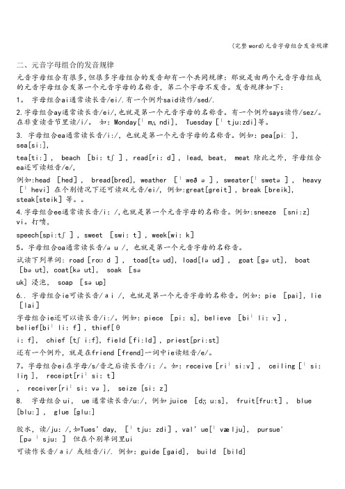 (完整word)元音字母组合发音规律