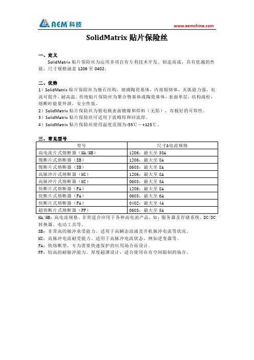 SolidMatrix贴片保险丝