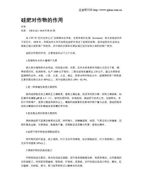 硅肥对作物的作用