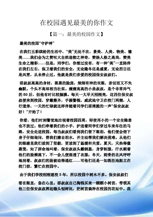 学校作文之在校园遇见最美的你作文