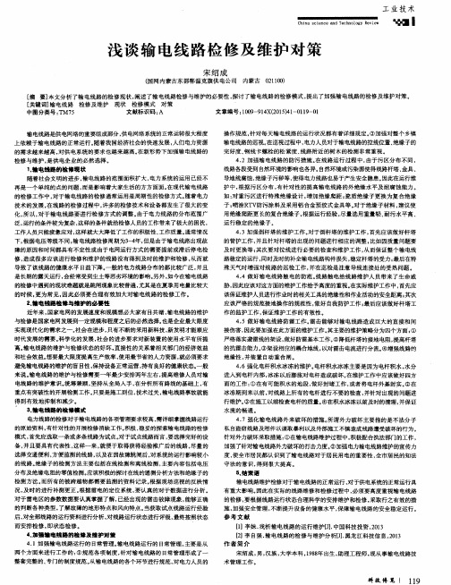 浅谈输电线路检修及维护对策