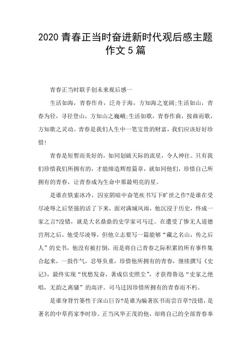 2020青春正当时奋进新时代观后感主题作文5篇