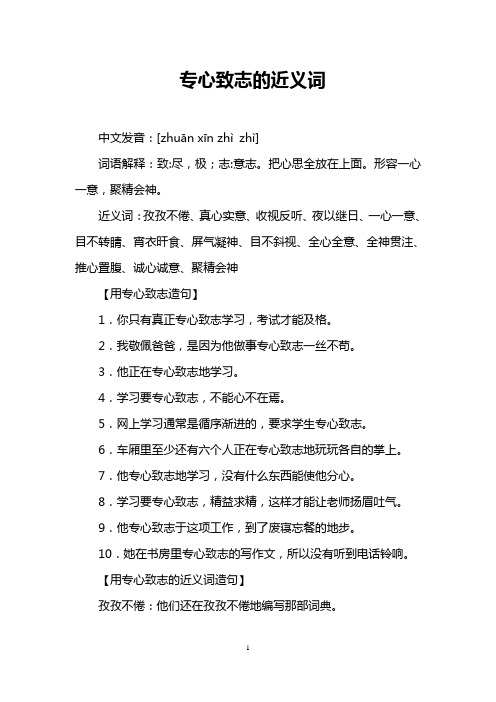 专心致志的近义词