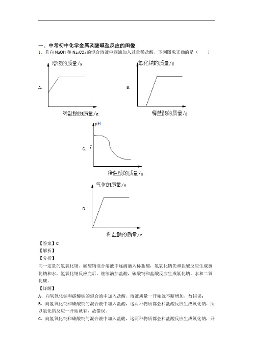 全国各地中考化学分类：金属及酸碱盐反应的图像综合题汇编含详细答案