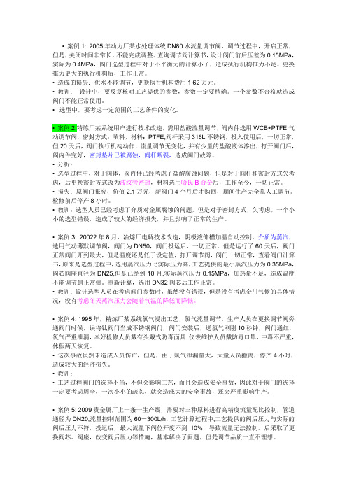 调节阀案例分析