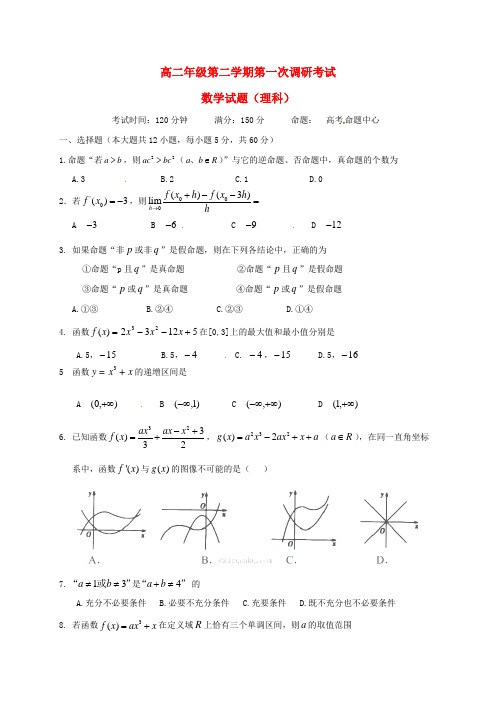 山西省太原市清徐县2016-2017学年高二数学下学期第一次调研考试试题 理