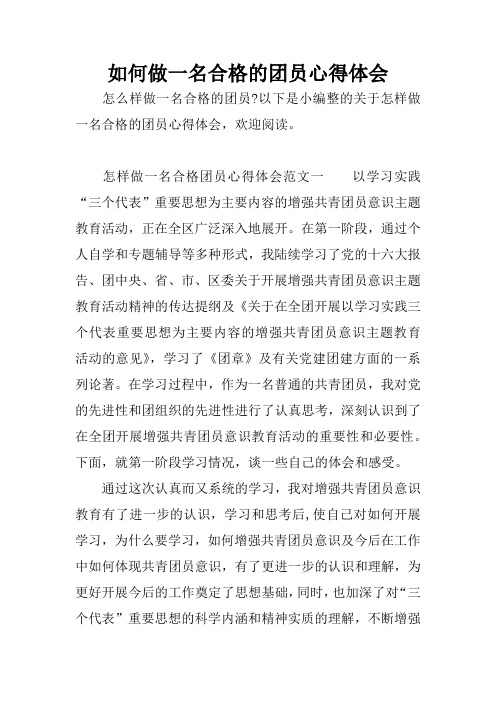 如何做一名合格的团员心得体会