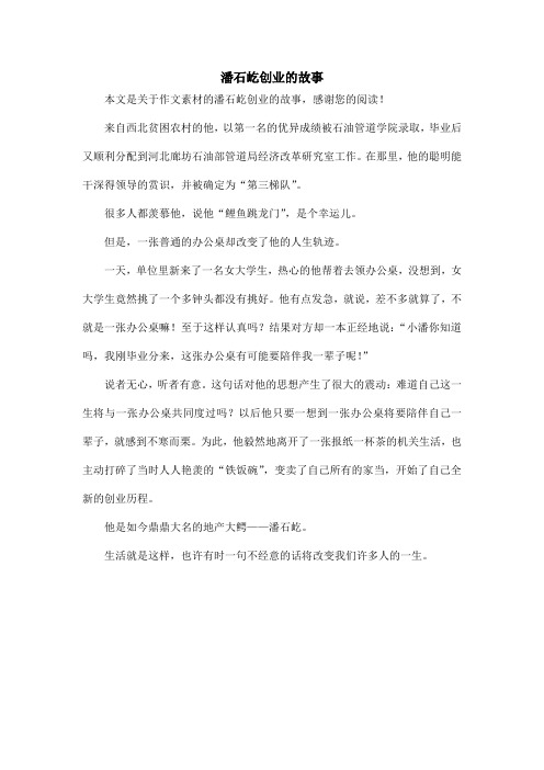 潘石屹创业的故事_作文素材