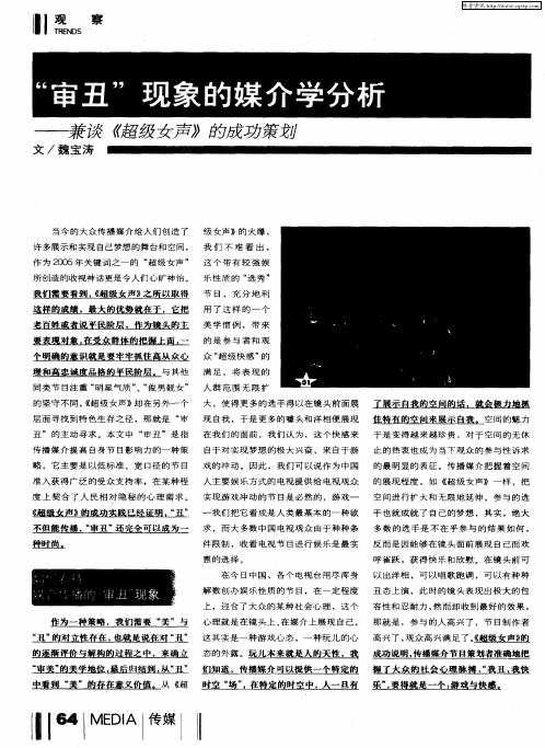 “审丑”现象的媒介学分析——兼谈《超级女声》的成功策划