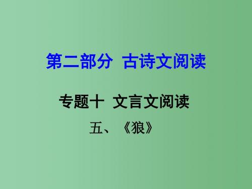 中考语文 第二部分 古诗文阅读 专题十 文言文阅读 七下 五、狼课件