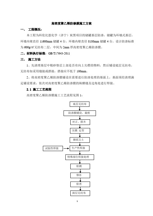高聚乙烯防渗膜施工方案