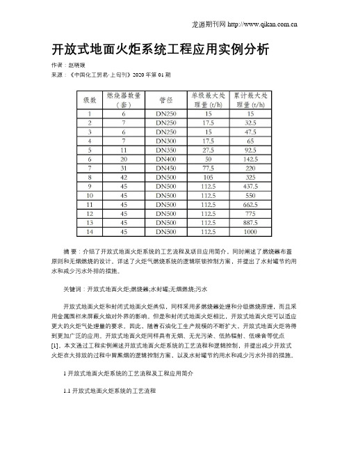 开放式地面火炬系统工程应用实例分析