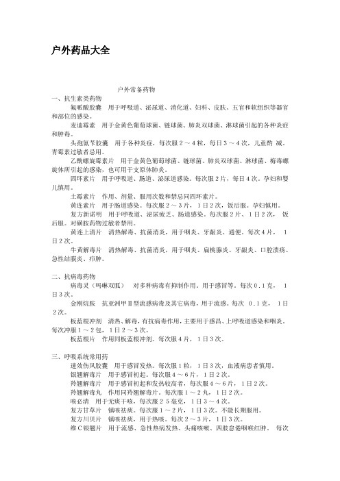 户外药品大全