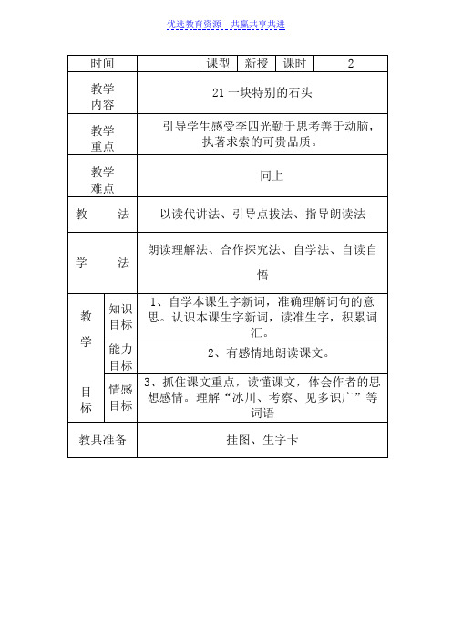 【教学设计】《一块特别的石头》 精品教案