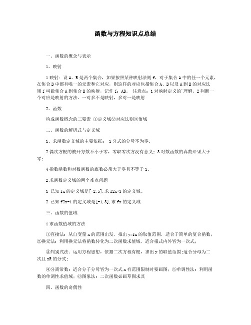 函数与方程知识点总结