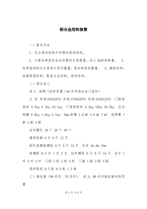 铝合金用料核算