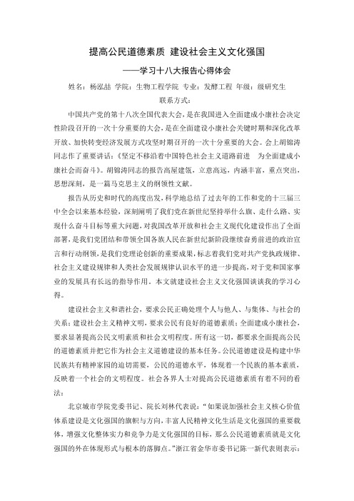提高公民道德素质 建设社会主义文化强国
