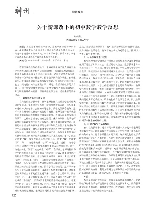关于新课改下的初中数学教学反思