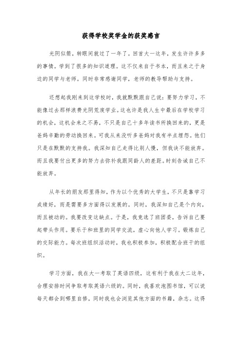 获得学校奖学金的获奖感言（3篇）